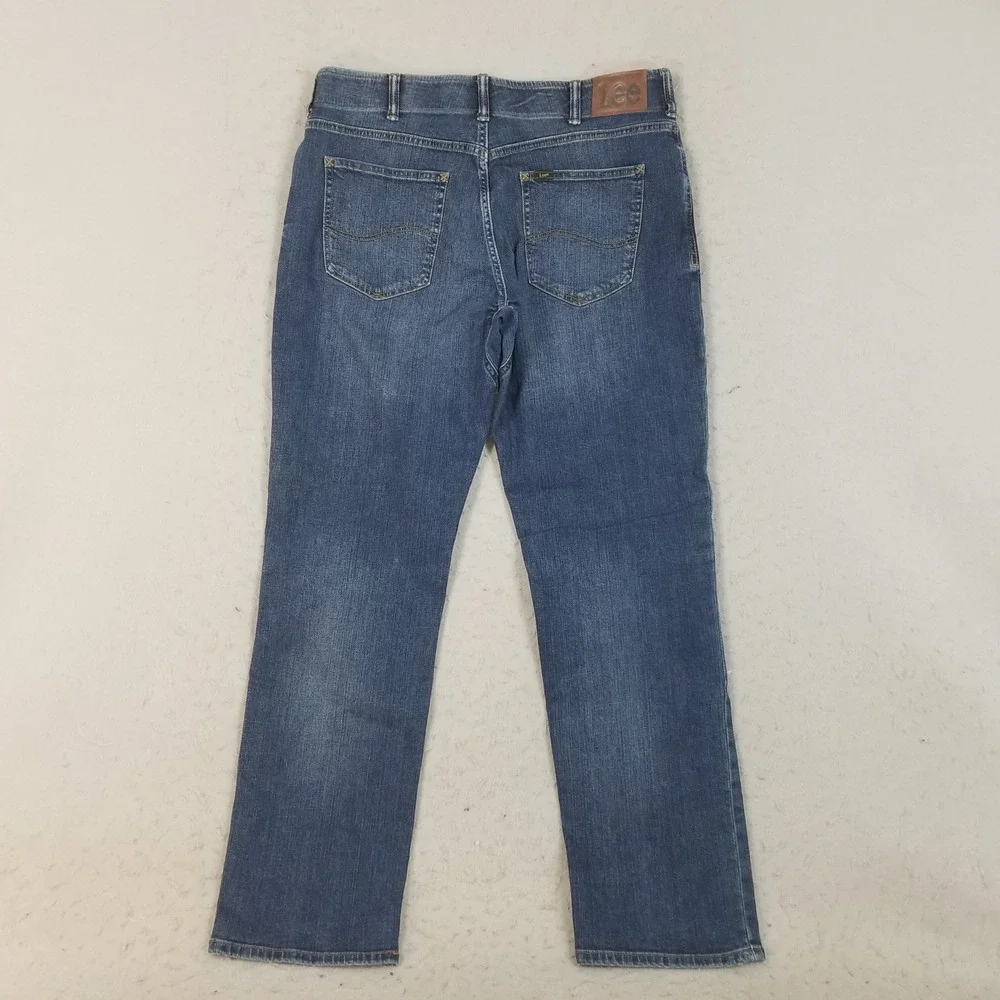 Lee Jeans Mens 36x32 Blue Extreme Motion Straight Fit Tapered Leg Stretch Denim